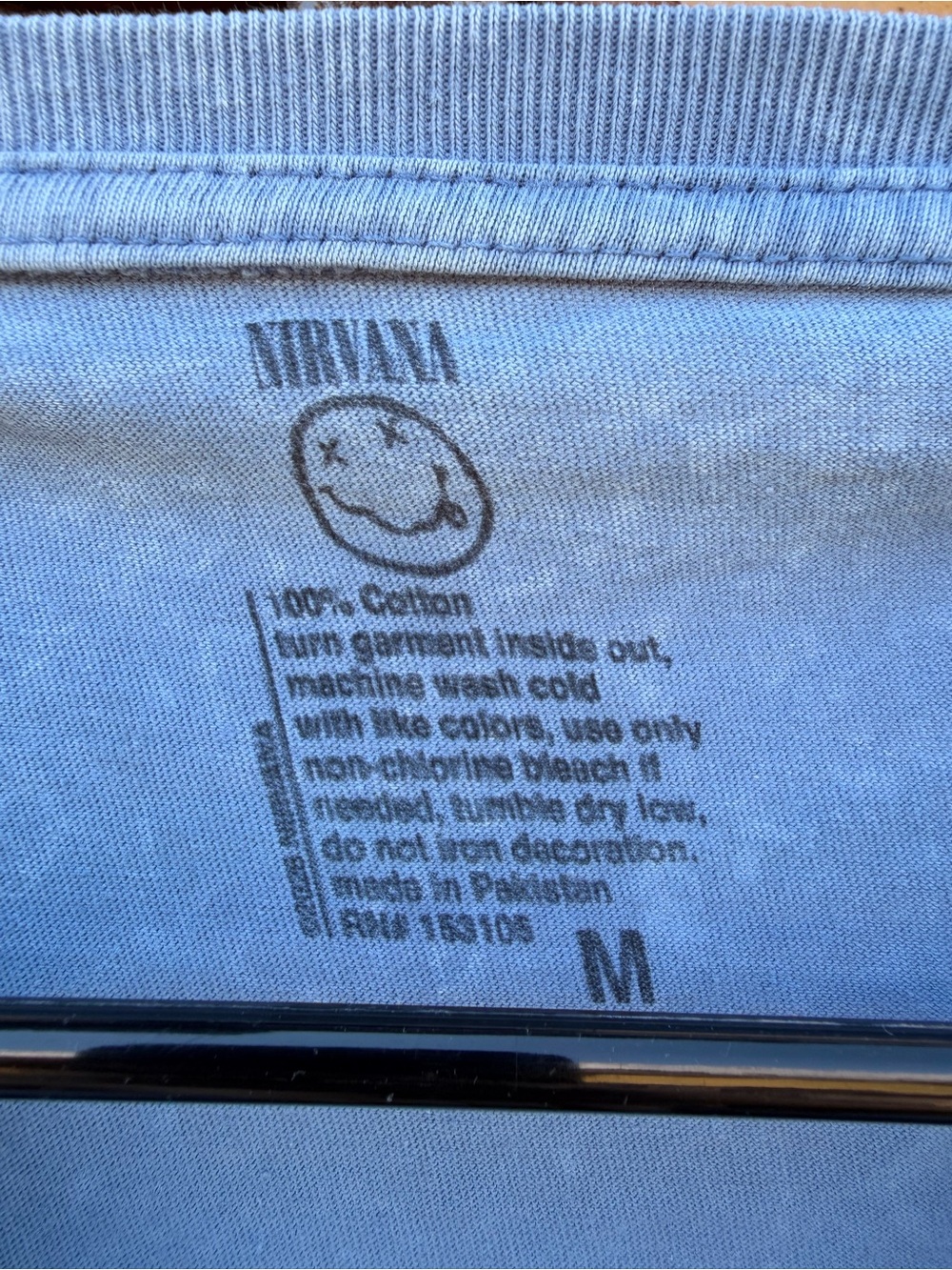 NIRVANA Washed Blue Tee with Mint Graphic - Picture 3 of 3